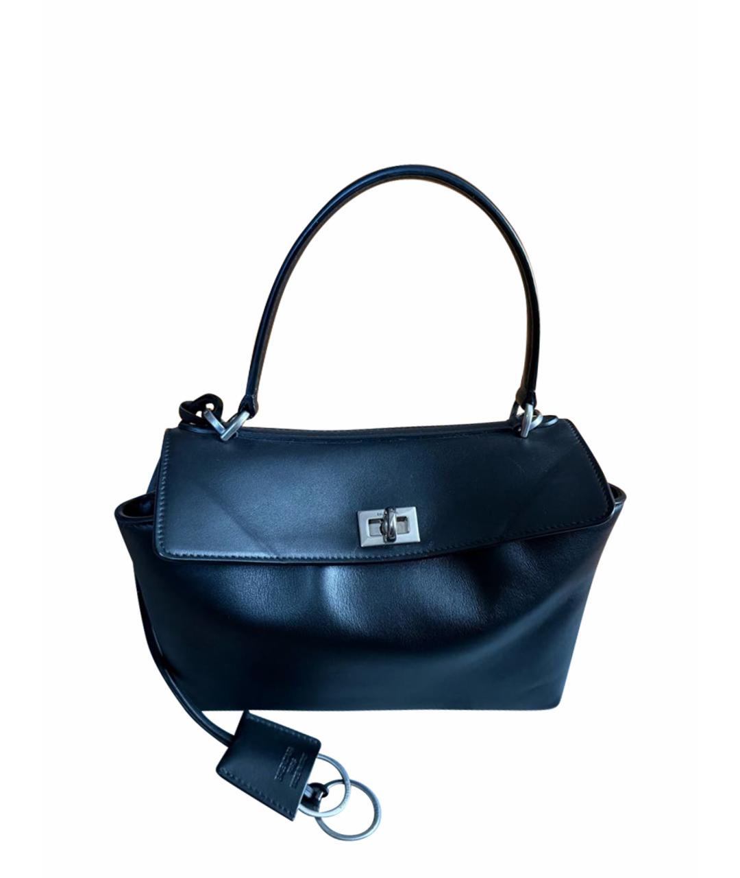 BALENCIAGA Черная кожаная сумка с короткими ручками, фото 1