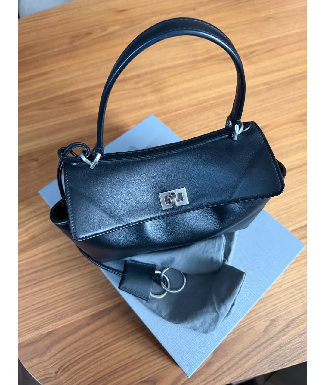 BALENCIAGA Черная кожаная сумка с короткими ручками, фото 6