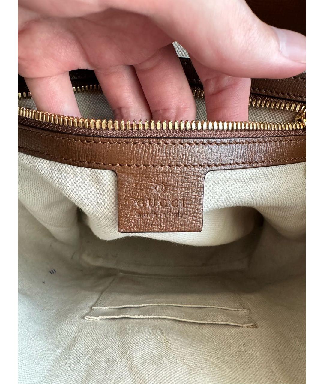 GUCCI Бежевый кожаный рюкзак, фото 4
