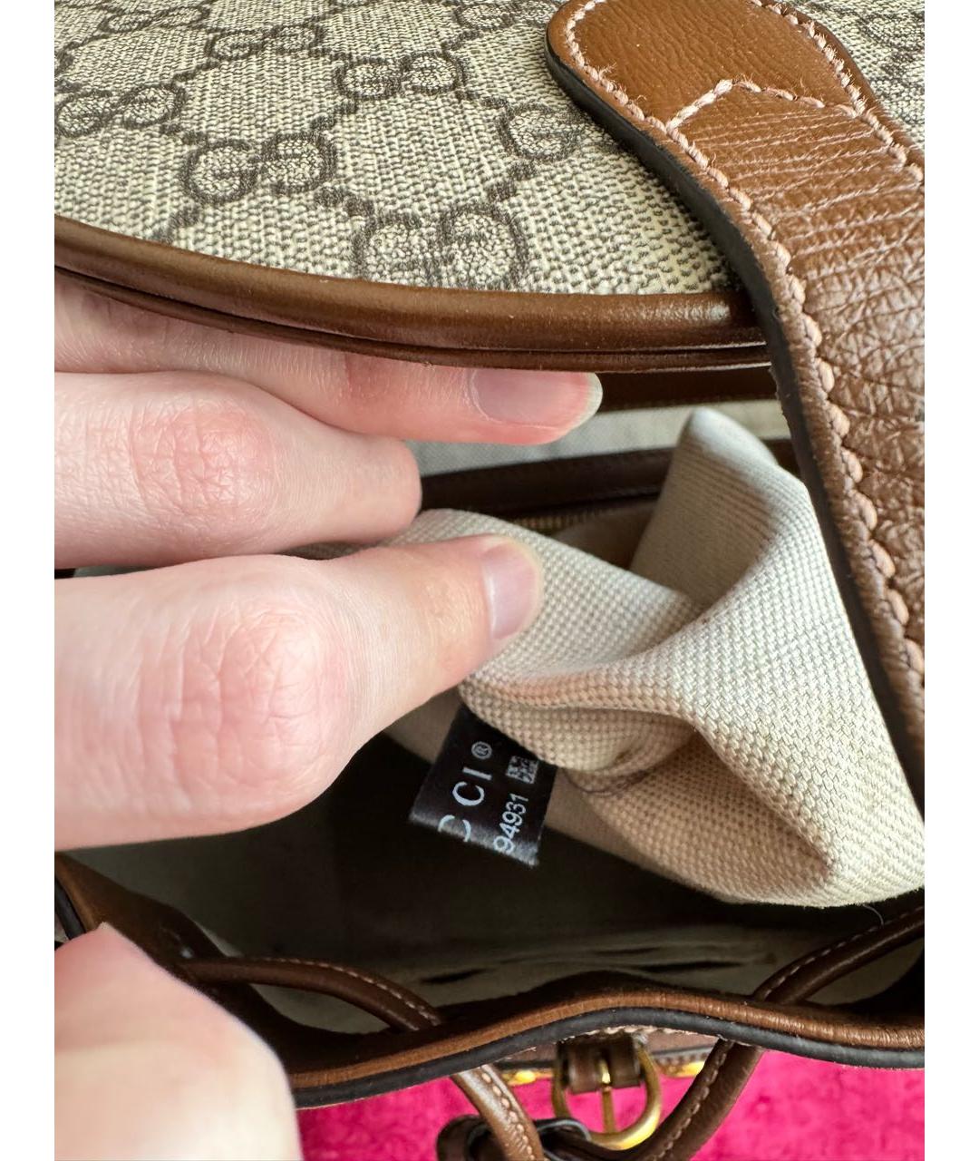 GUCCI Бежевый кожаный рюкзак, фото 7
