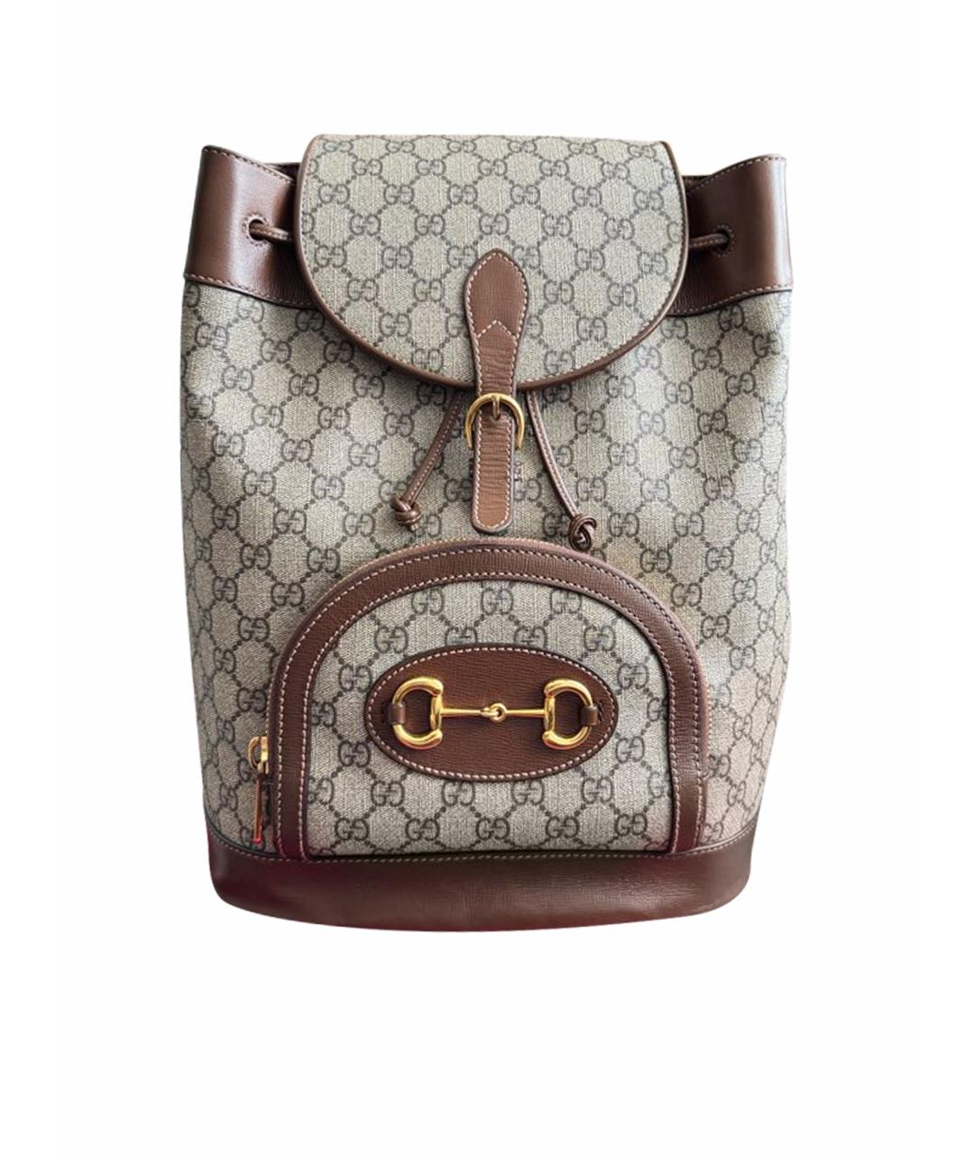 GUCCI Бежевый кожаный рюкзак, фото 1