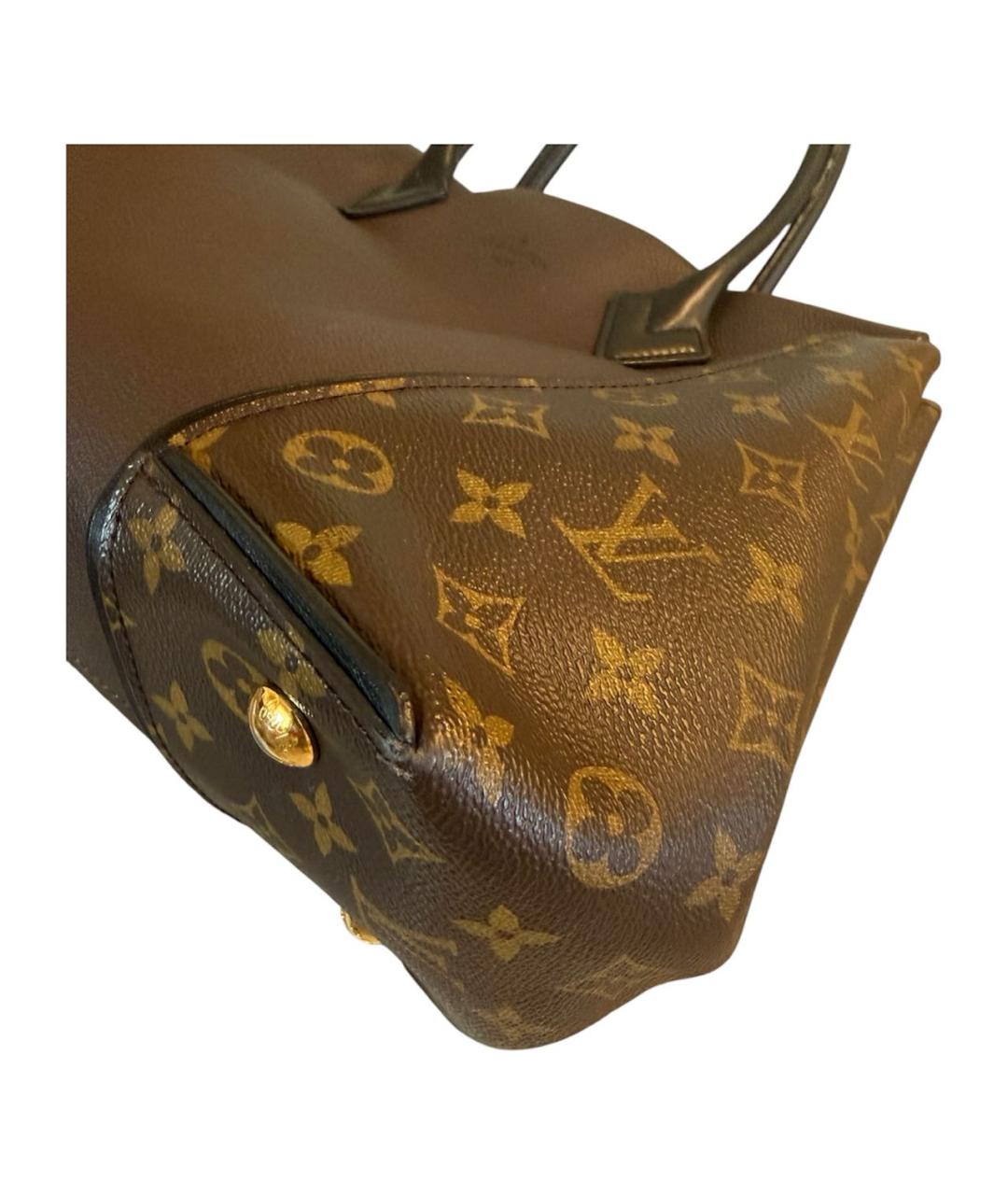LOUIS VUITTON Коричневая кожаная сумка с короткими ручками, фото 5