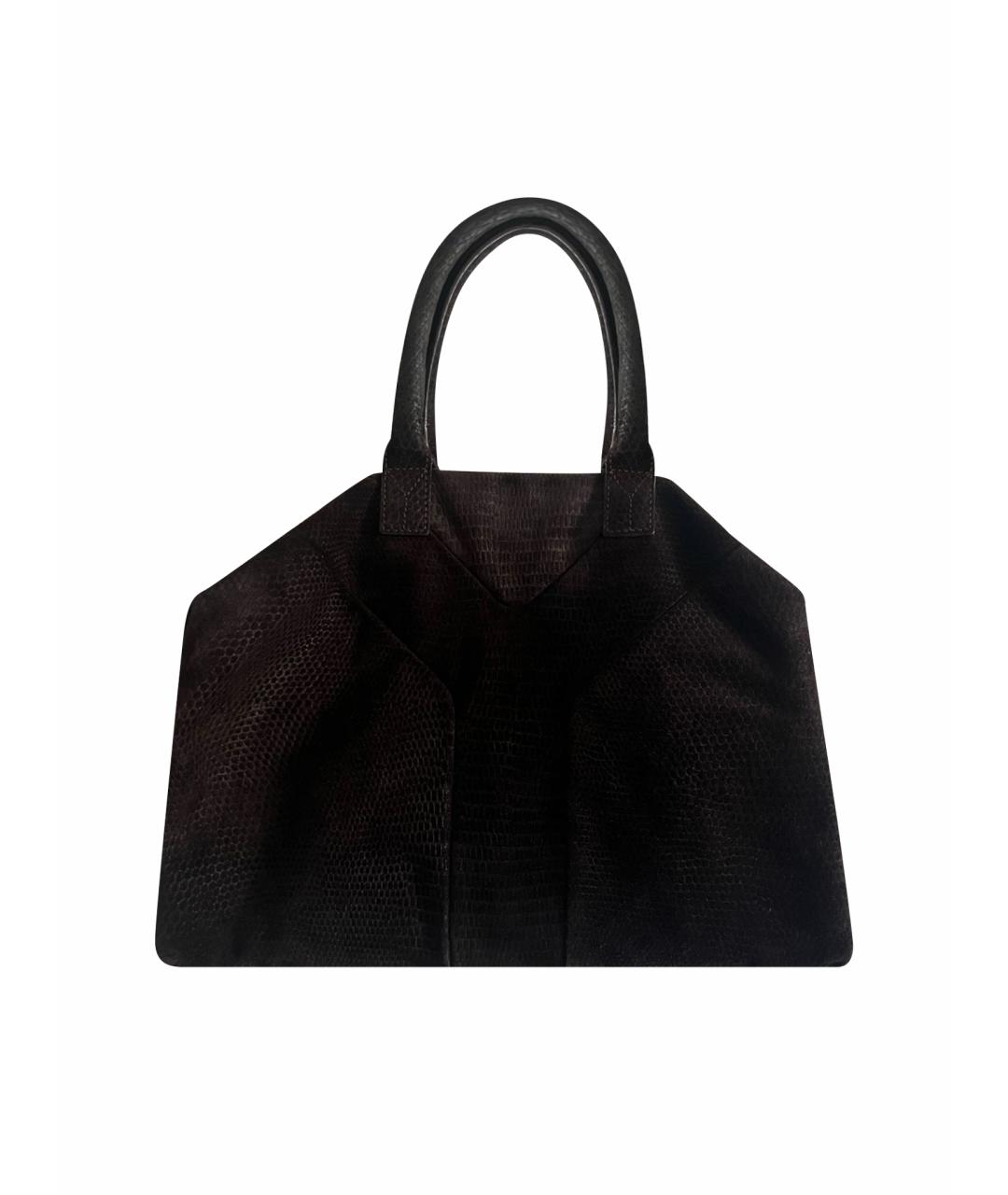 SAINT LAURENT Коричневая замшевая сумка с короткими ручками, фото 1