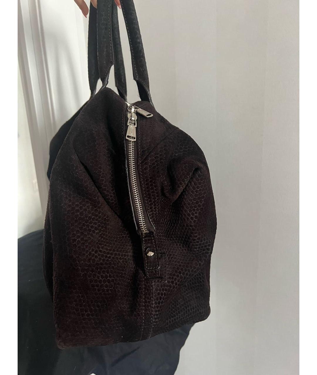 SAINT LAURENT Коричневая замшевая сумка с короткими ручками, фото 5