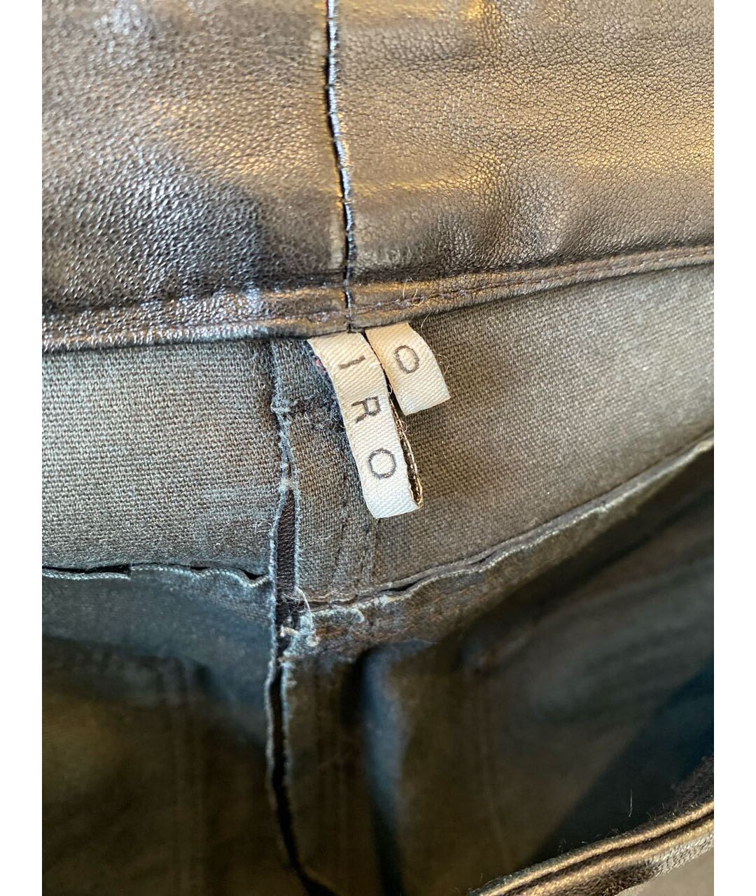 IRO Черные кожаные брюки узкие, фото 3