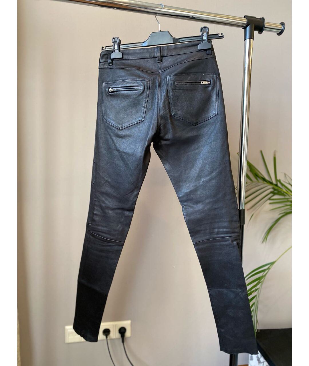 IRO Черные кожаные брюки узкие, фото 2