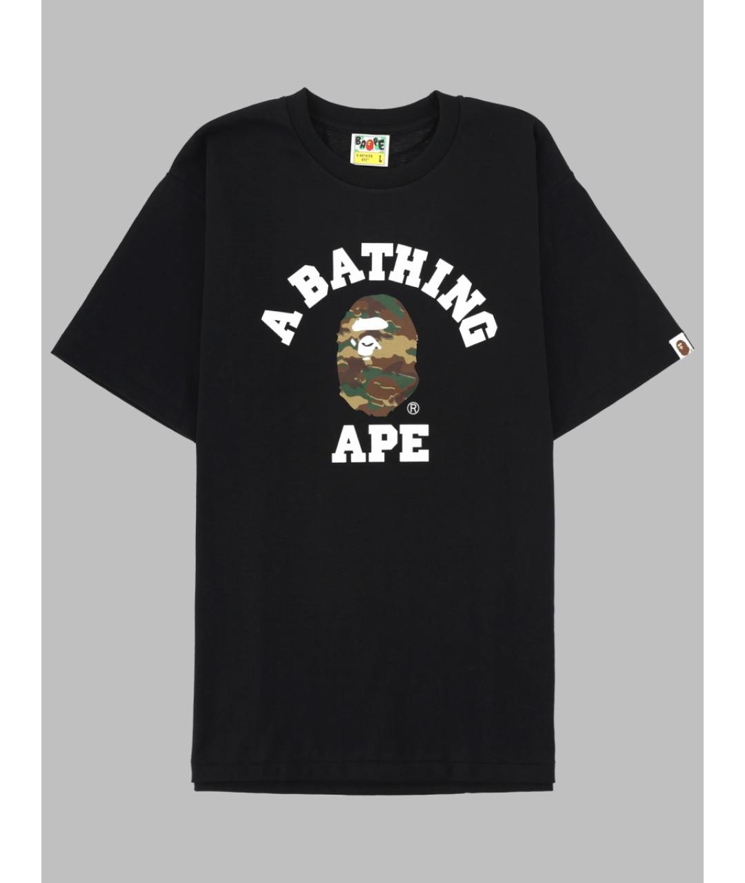 A BATHING APE Черная хлопковая футболка, фото 3