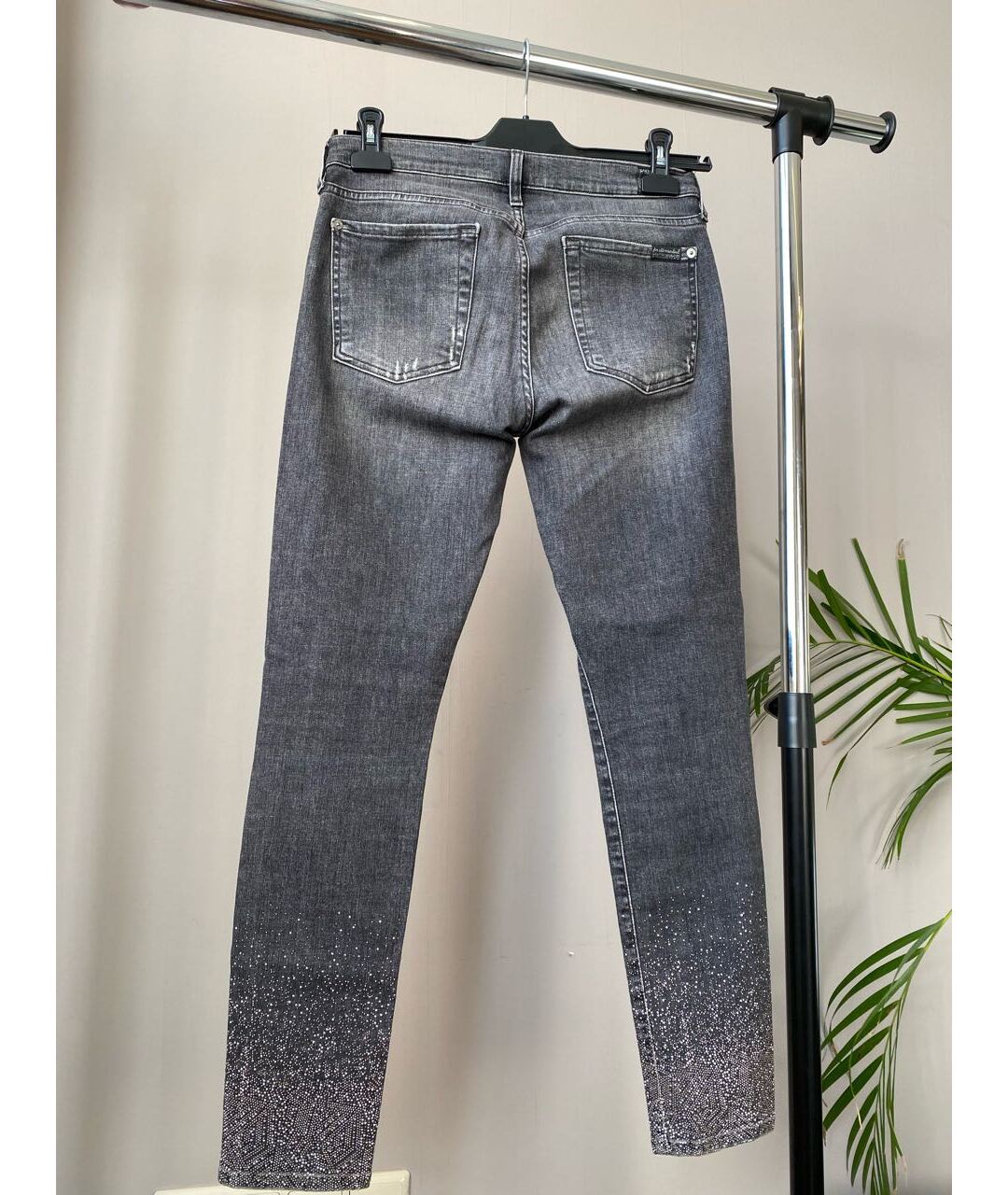 7 FOR ALL MANKIND Серые хлопко-эластановые джинсы слим, фото 2