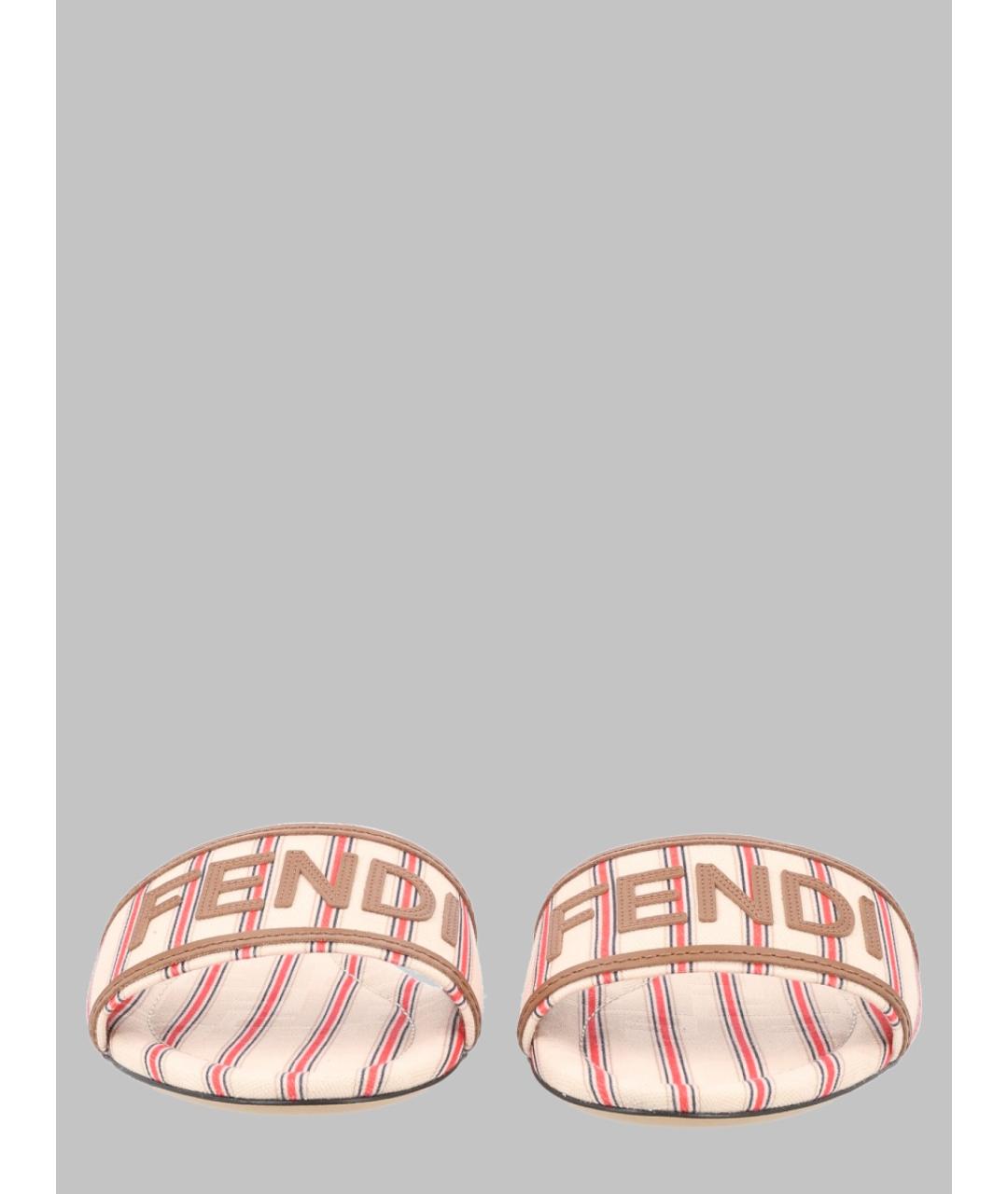 FENDI Бежевые текстильные сандалии, фото 2