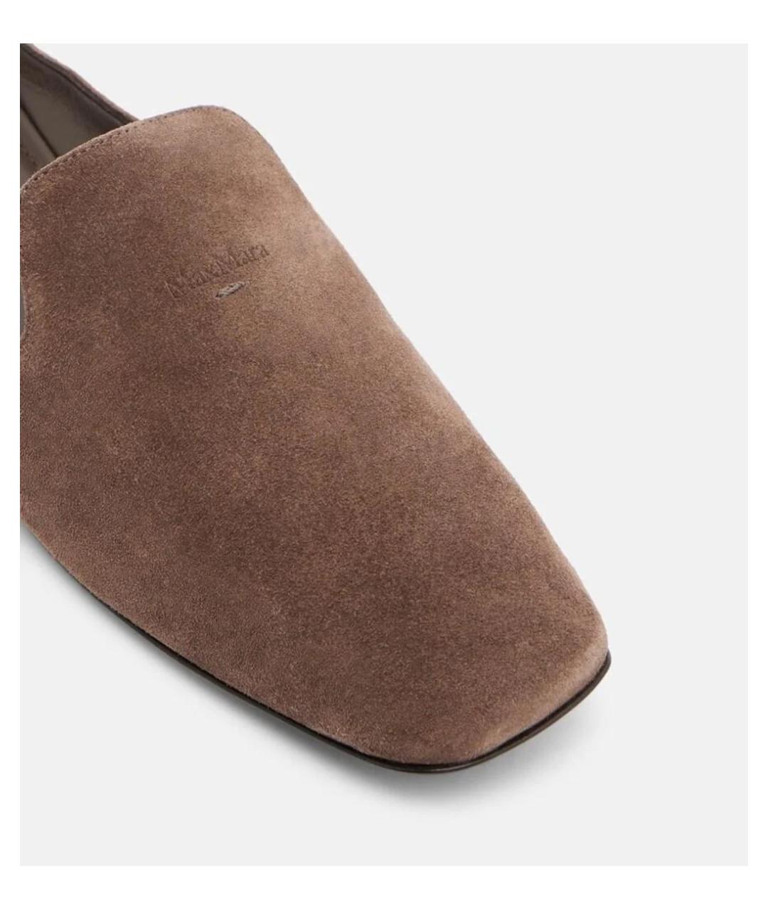 MAX MARA Коричневые замшевые мюли, фото 4