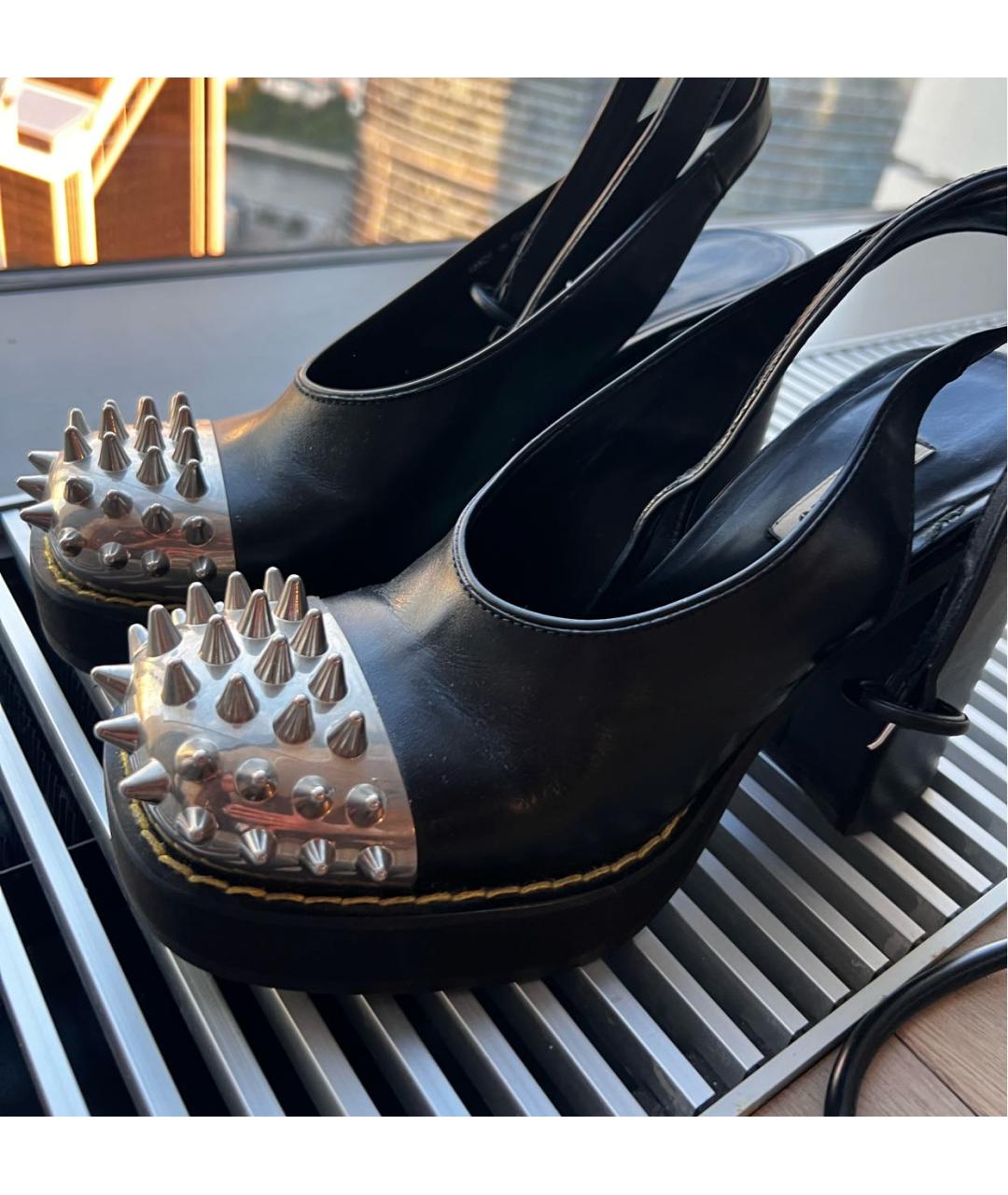 MIU MIU Черные кожаные босоножки, фото 3