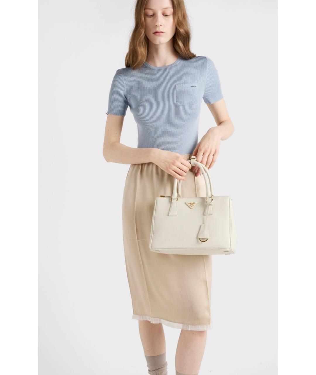 PRADA Голубая шелковая футболка, фото 3
