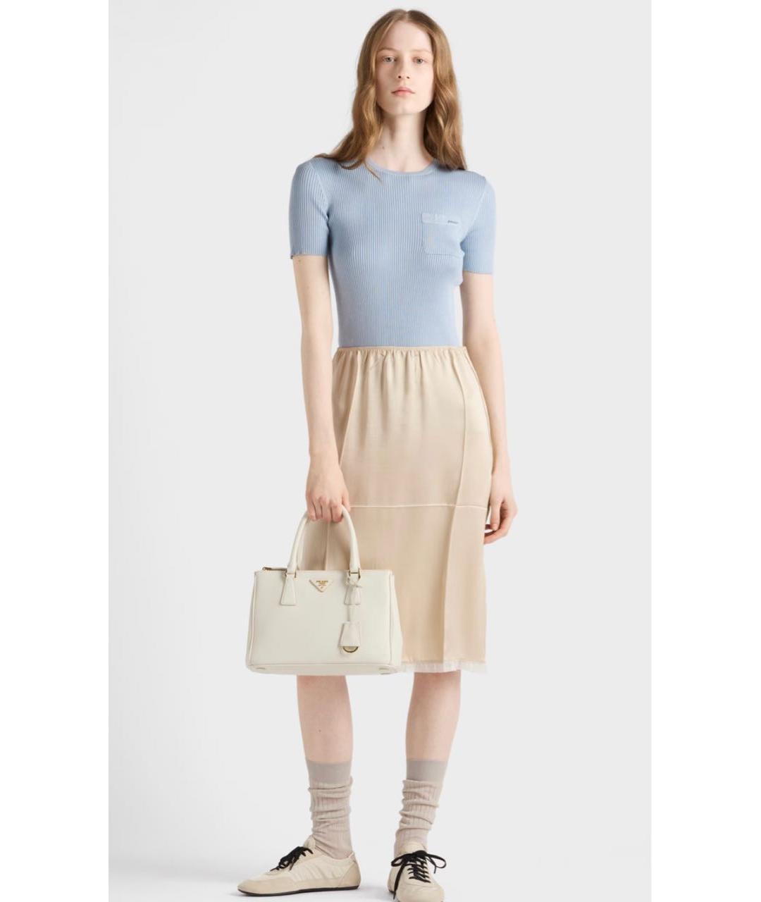PRADA Голубая шелковая футболка, фото 2