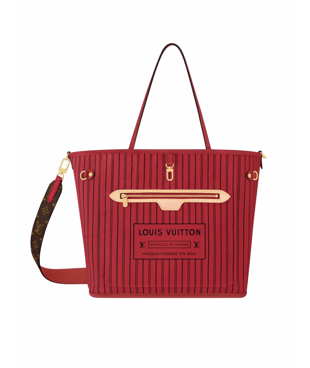 LOUIS VUITTON Красная кожаная сумка тоут, фото 1