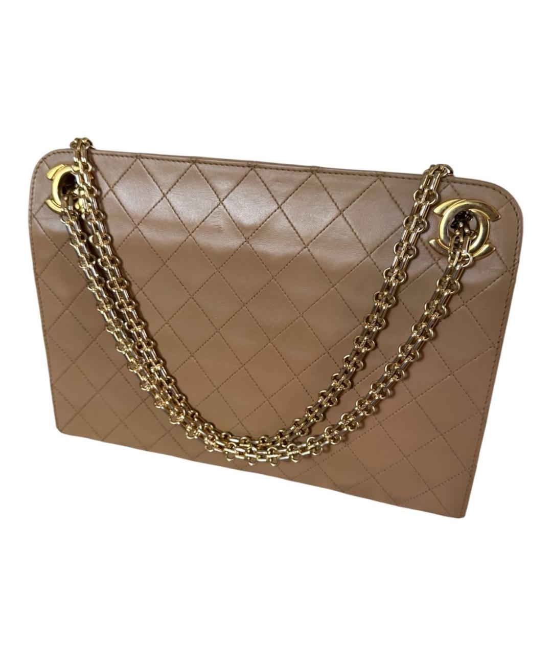 CHANEL Бежевая кожаная сумка тоут, фото 3