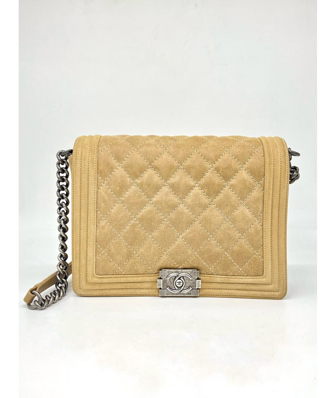 CHANEL Бежевая кожаная сумка через плечо, фото 10