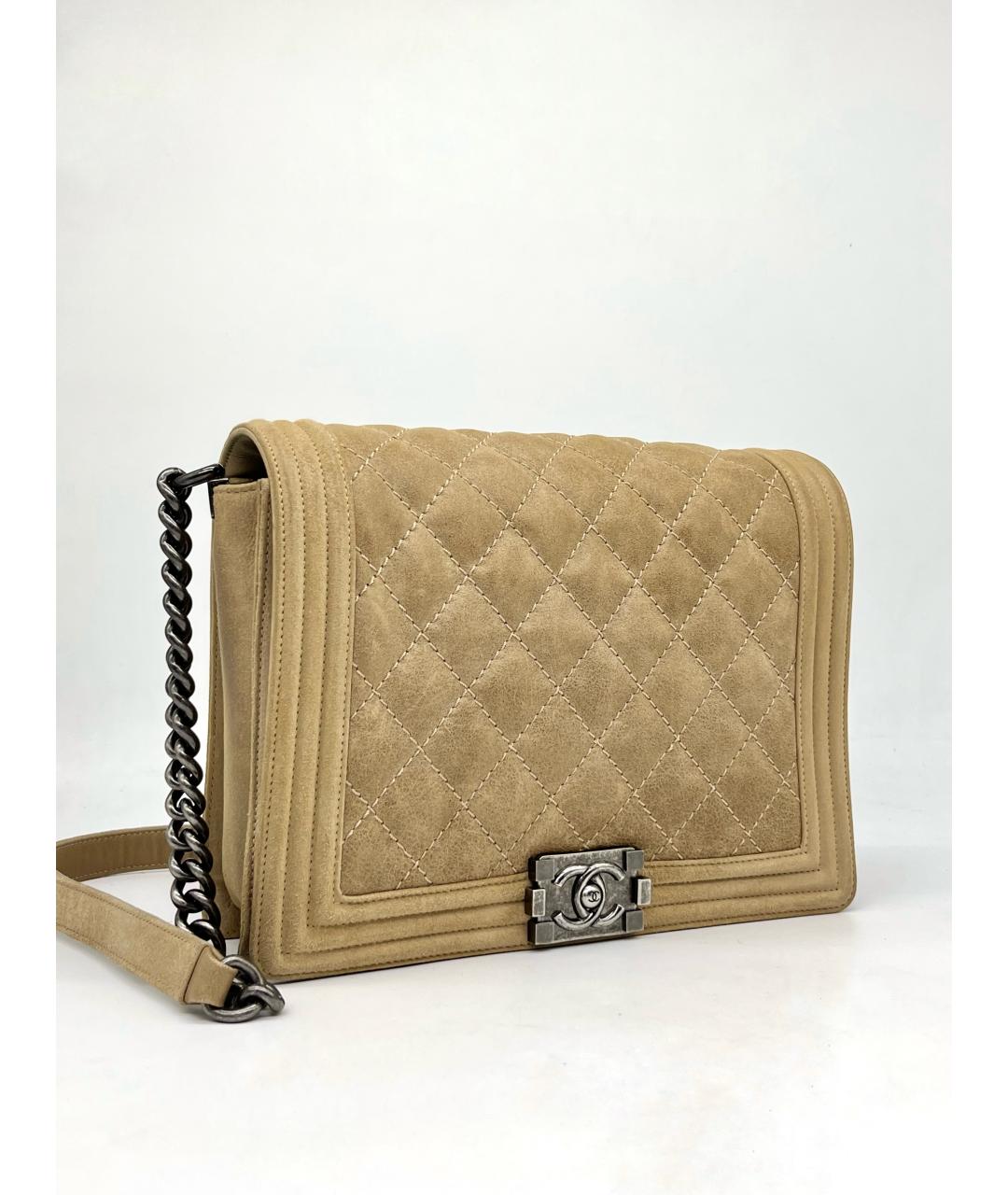 CHANEL Бежевая кожаная сумка через плечо, фото 2