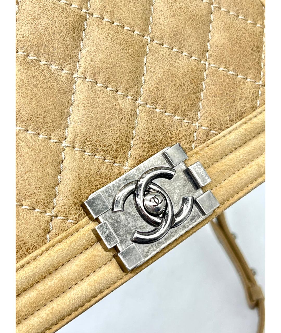 CHANEL Бежевая кожаная сумка через плечо, фото 7