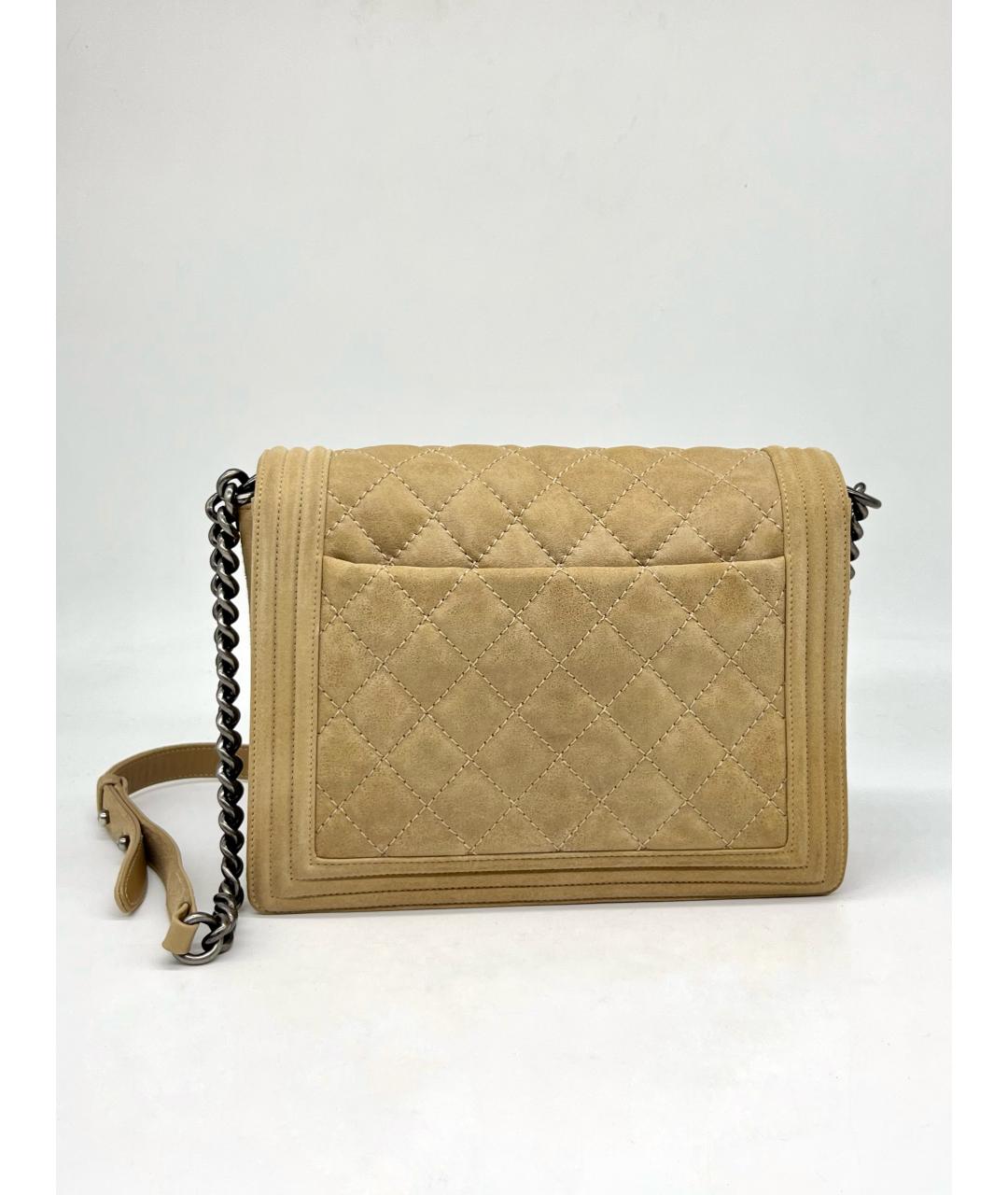 CHANEL Бежевая кожаная сумка через плечо, фото 3