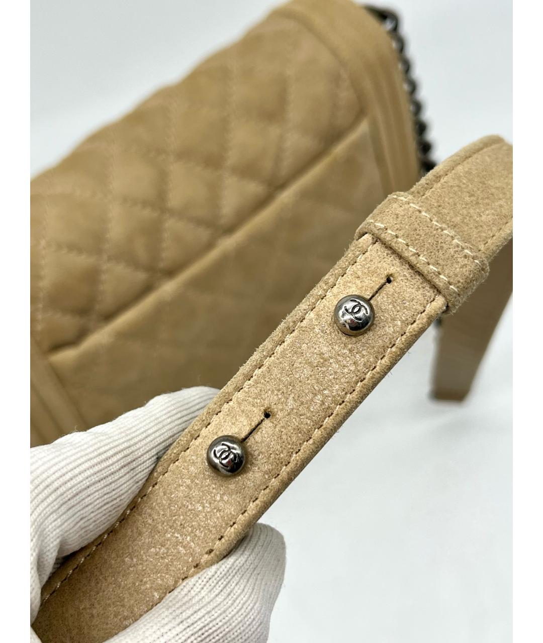 CHANEL Бежевая кожаная сумка через плечо, фото 8