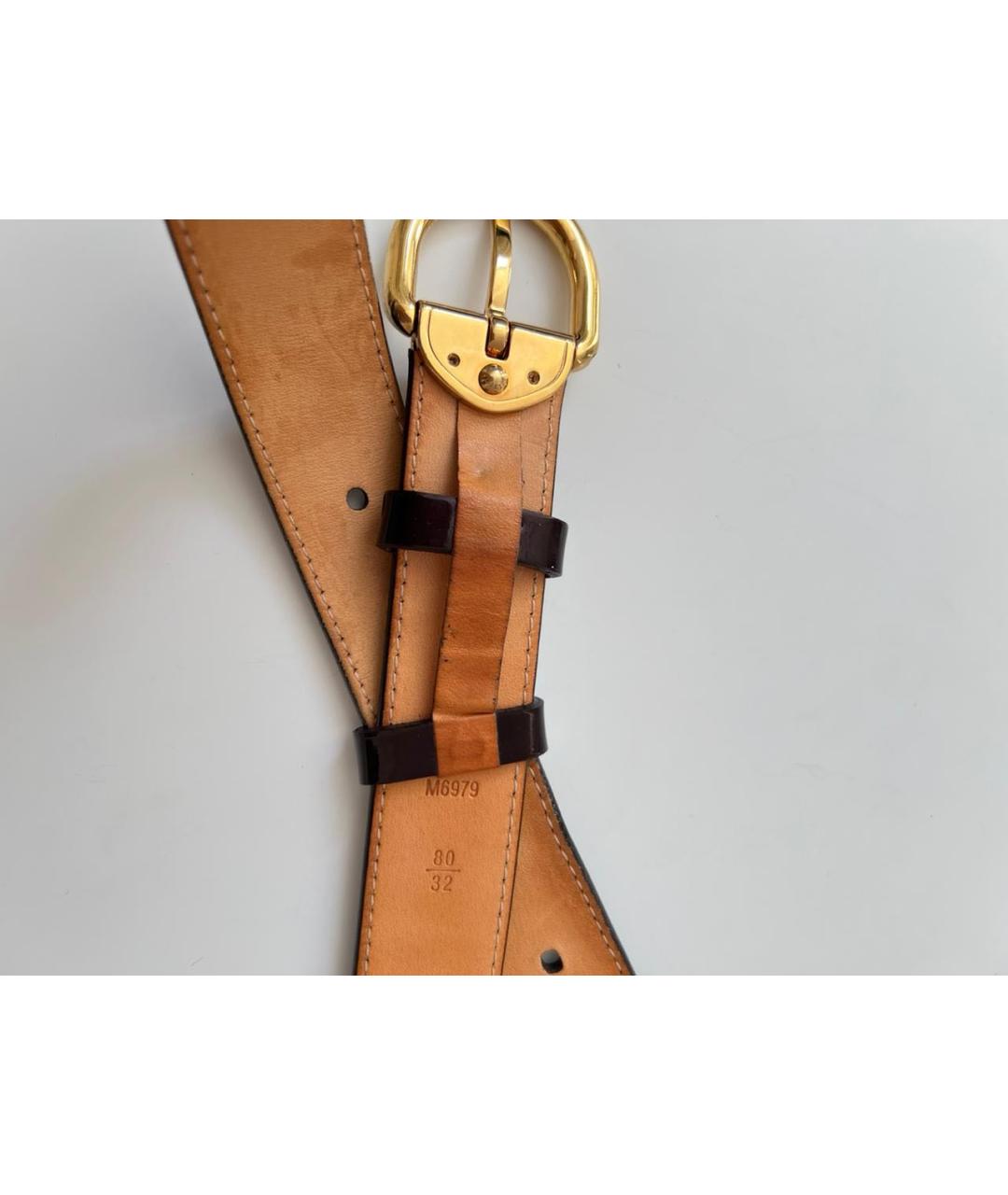 LOUIS VUITTON Коричневый ремень из лакированной кожи, фото 4
