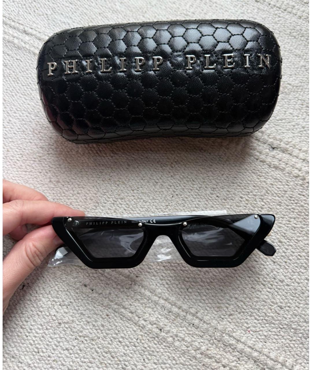 PHILIPP PLEIN Черные пластиковые солнцезащитные очки, фото 6