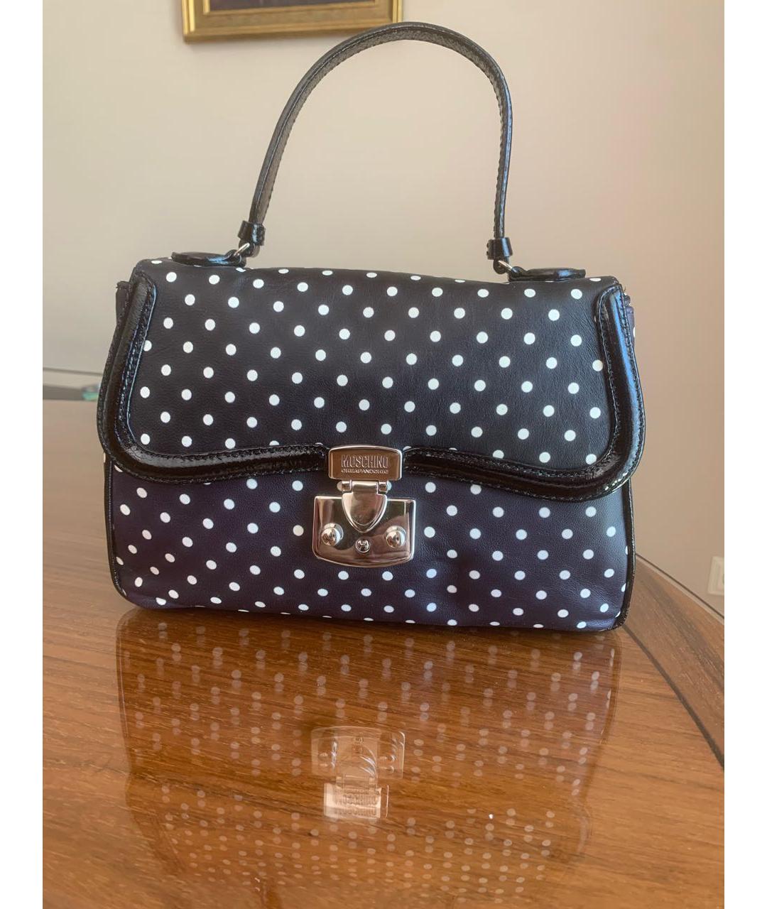 MOSCHINO Черная кожаная сумка с короткими ручками, фото 8