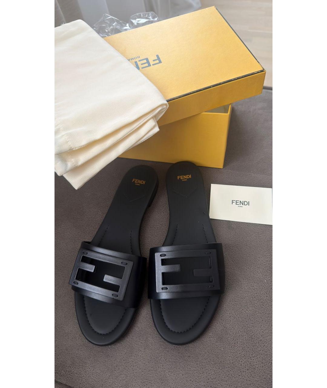 FENDI Черные кожаные сандалии, фото 7
