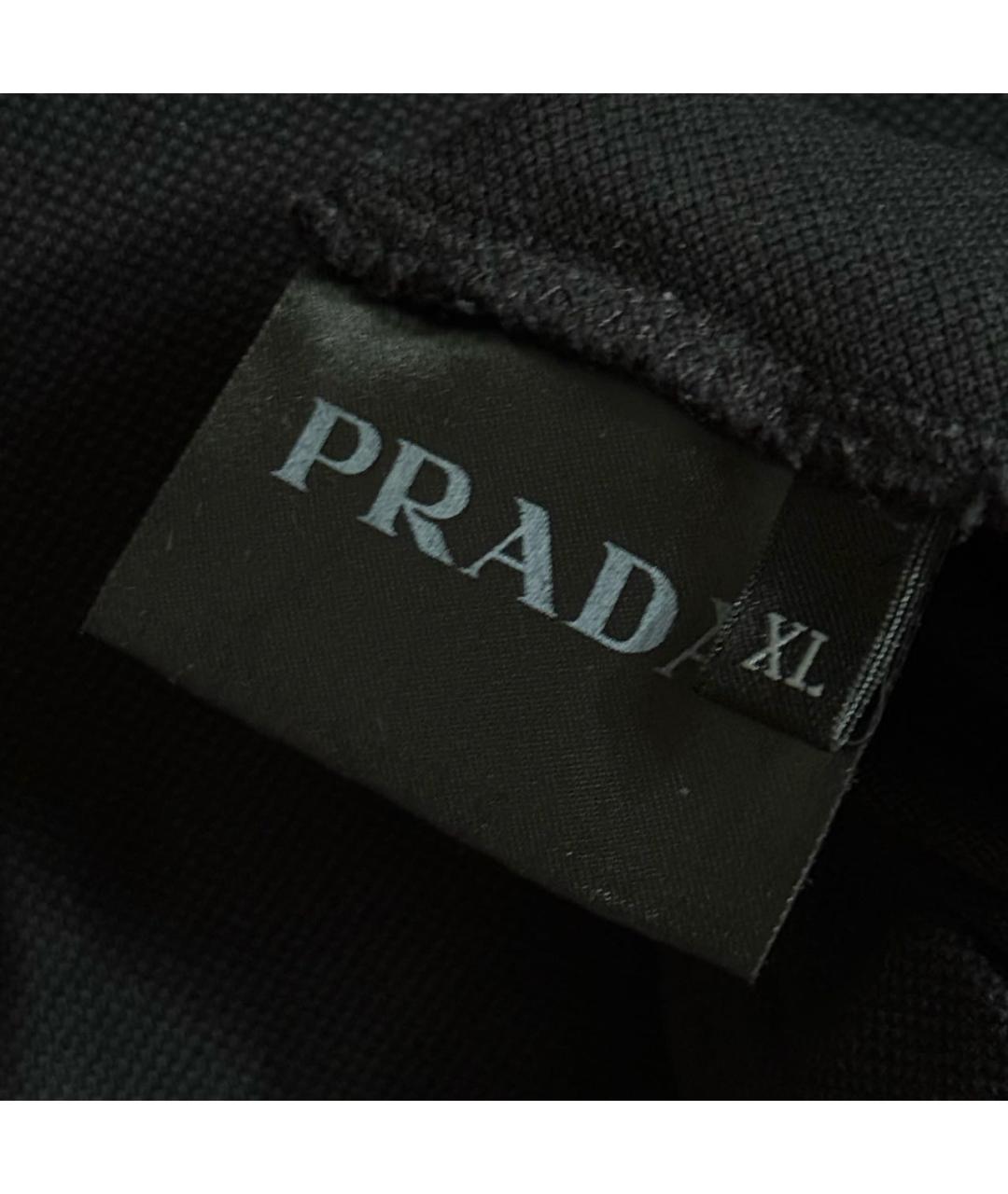 PRADA Черное хлопковое поло с коротким рукавом, фото 5