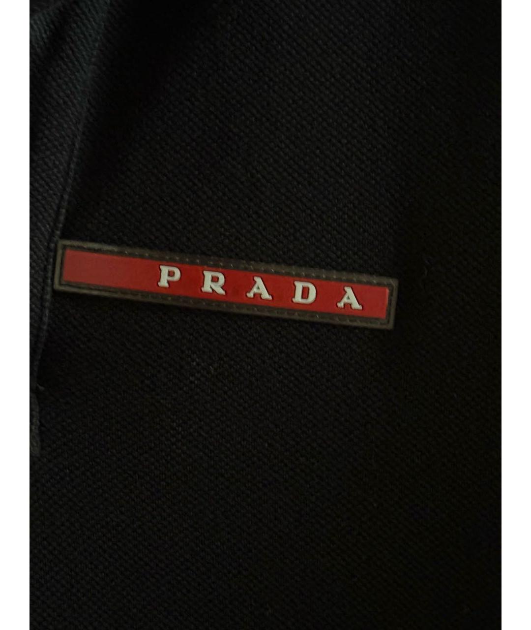 PRADA Черное хлопковое поло с коротким рукавом, фото 3