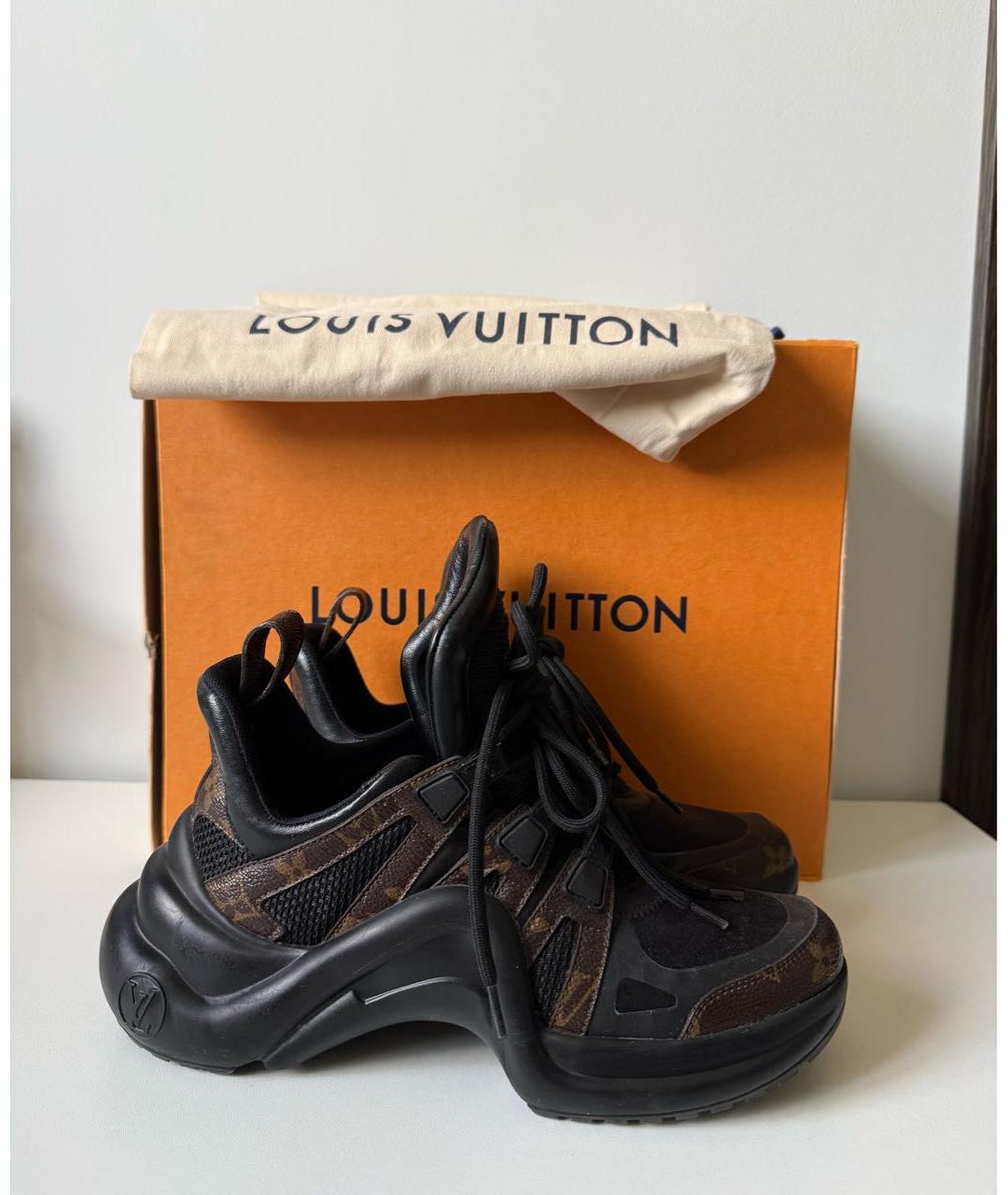 LOUIS VUITTON Черные кожаные кроссовки, фото 2