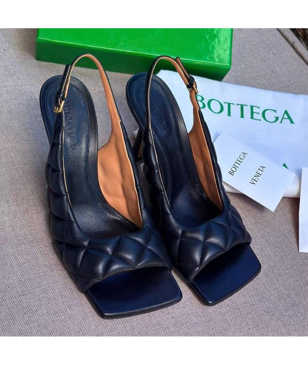 BOTTEGA VENETA Черные кожаные босоножки, фото 3