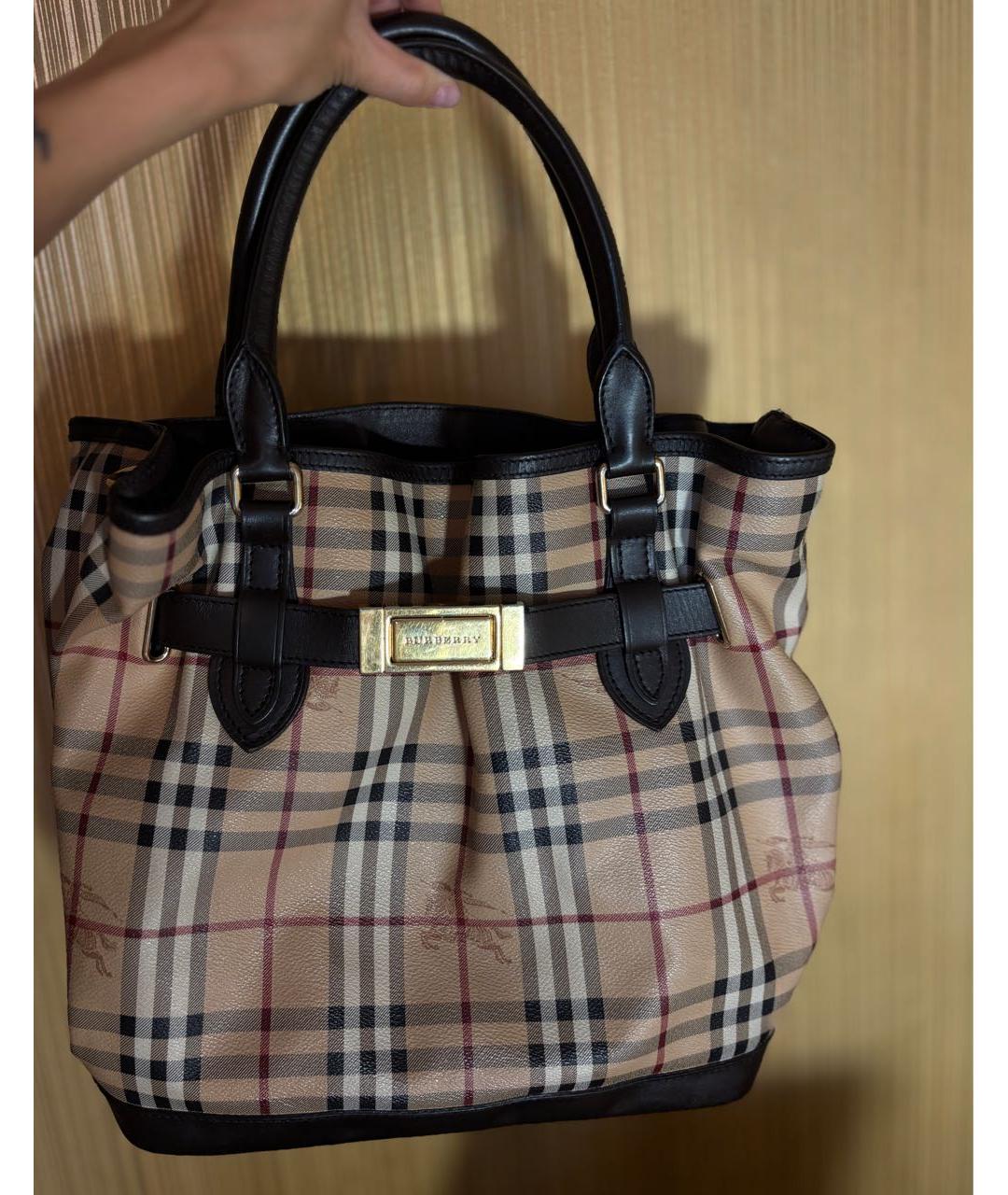 BURBERRY Бежевая кожаная сумка с короткими ручками, фото 8