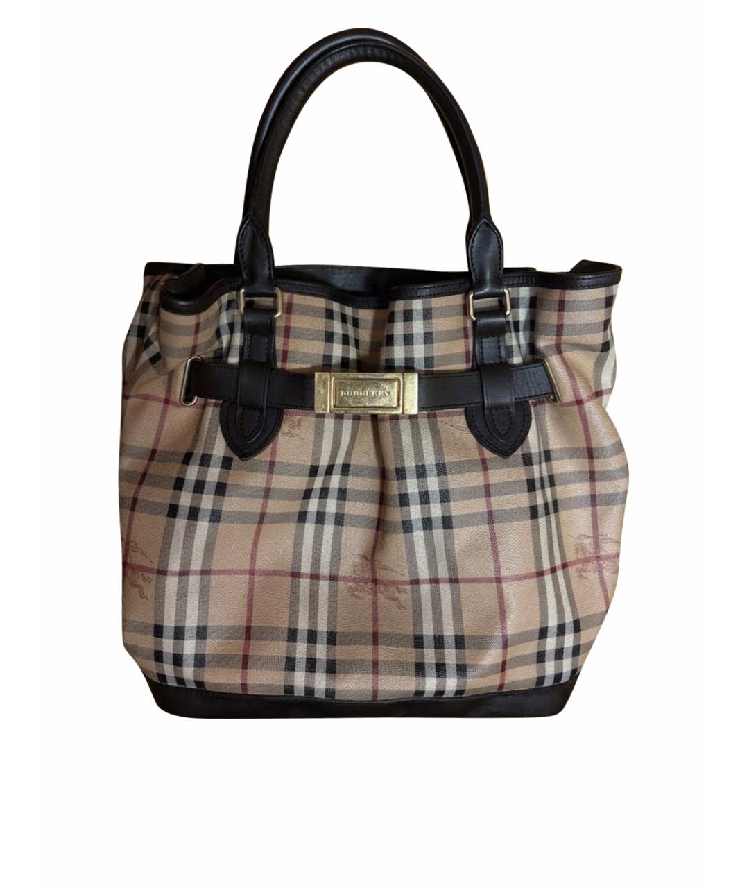 BURBERRY Бежевая кожаная сумка с короткими ручками, фото 1