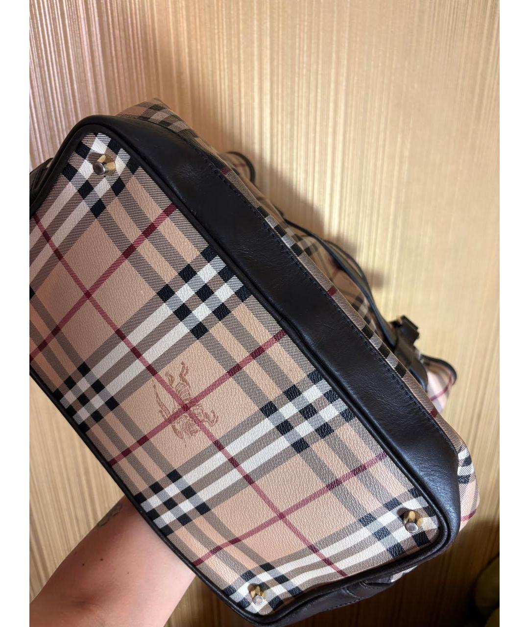 BURBERRY Бежевая кожаная сумка с короткими ручками, фото 6