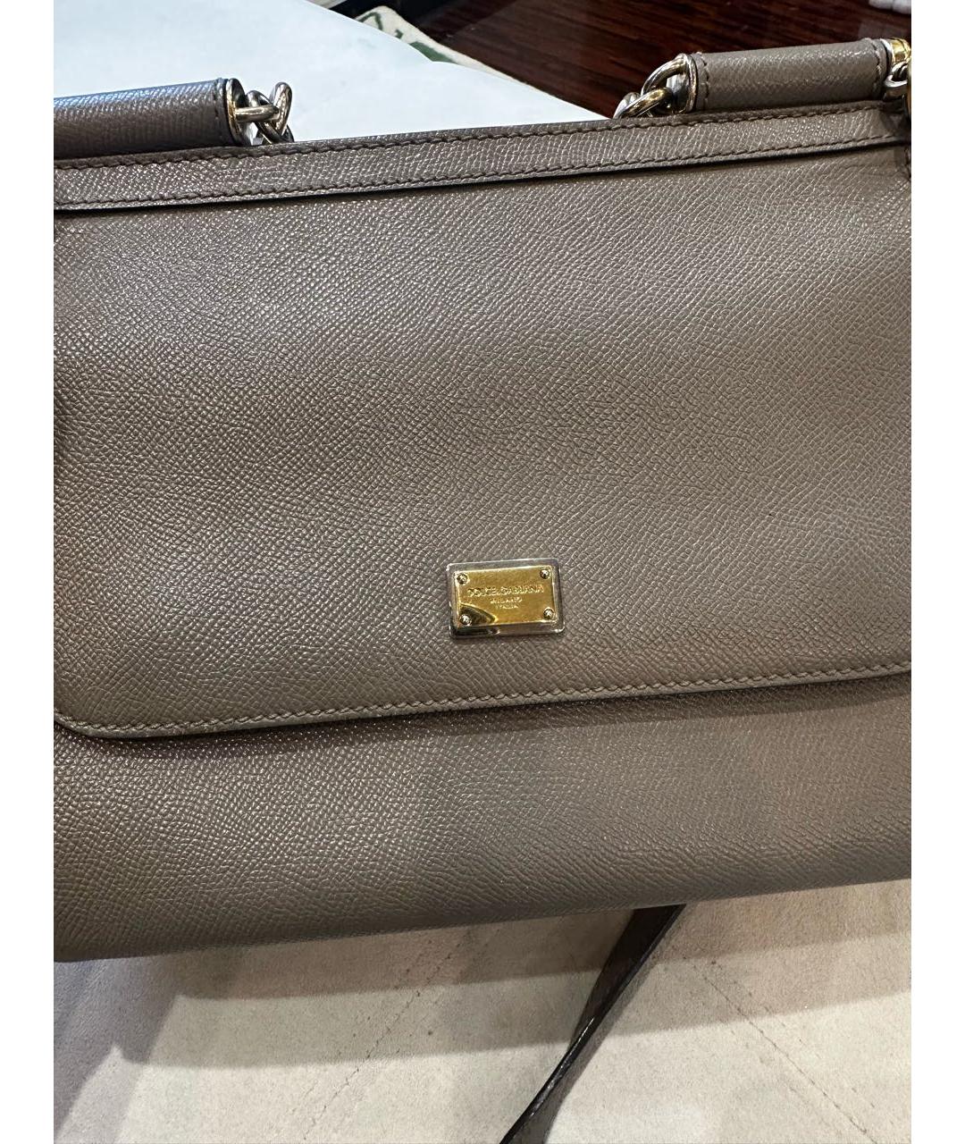 DOLCE&GABBANA Серая кожаная сумка с короткими ручками, фото 3