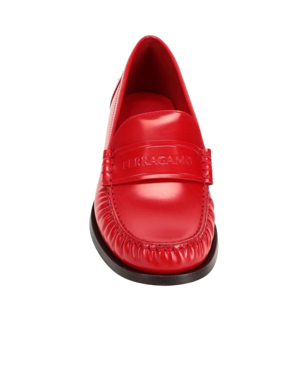 FERRAGAMO Красные кожаные лоферы, фото 2