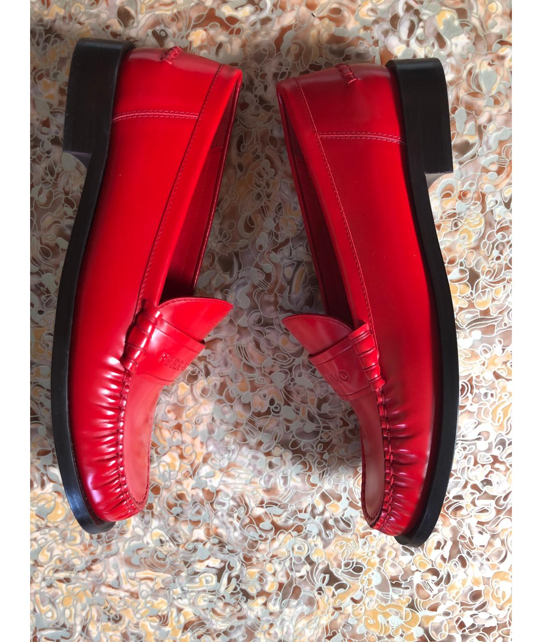 FERRAGAMO Красные кожаные лоферы, фото 6