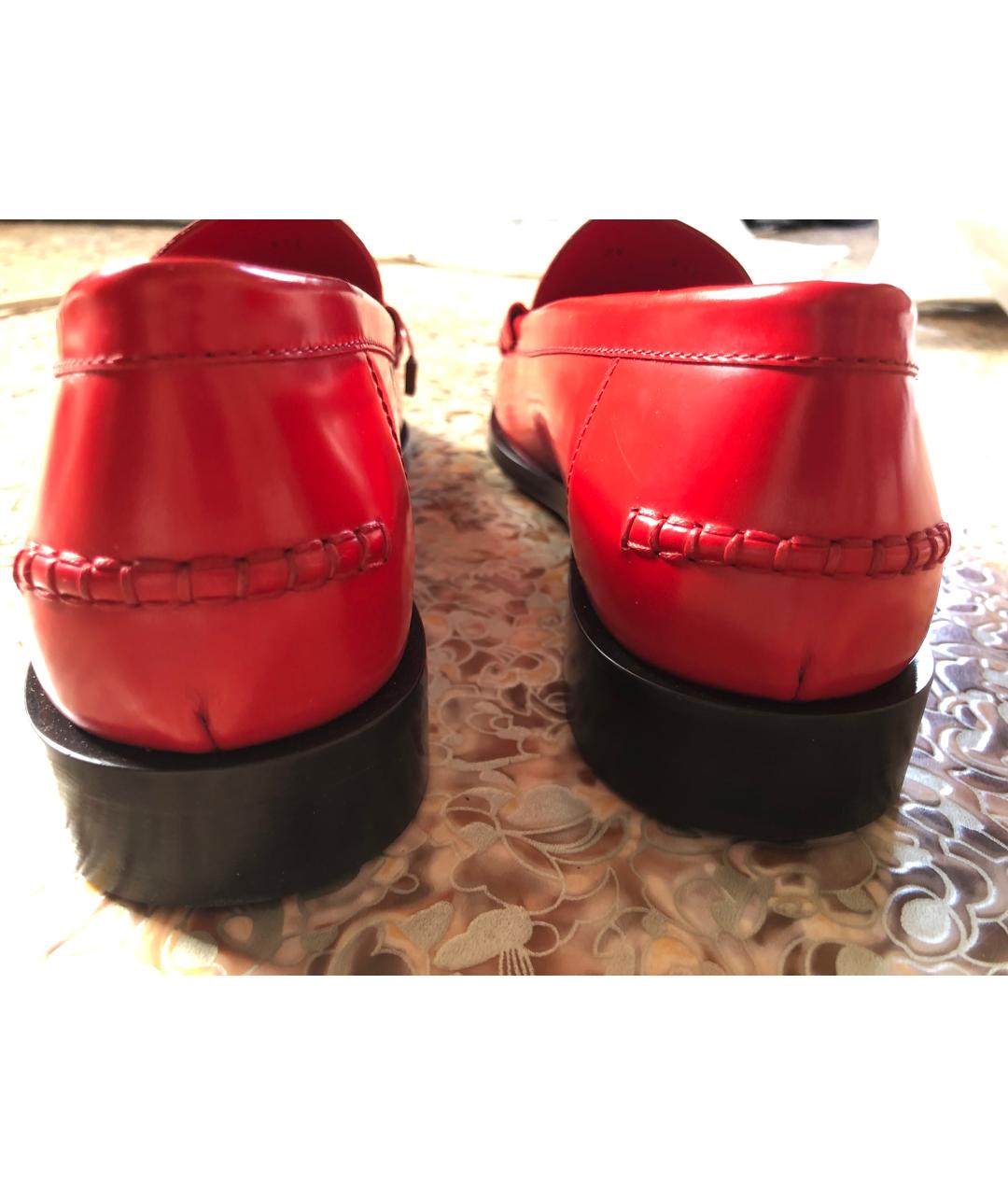 FERRAGAMO Красные кожаные лоферы, фото 9