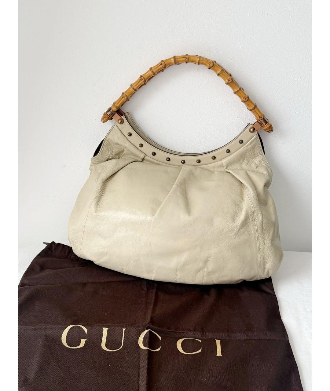 GUCCI Бежевая кожаная сумка через плечо, фото 5