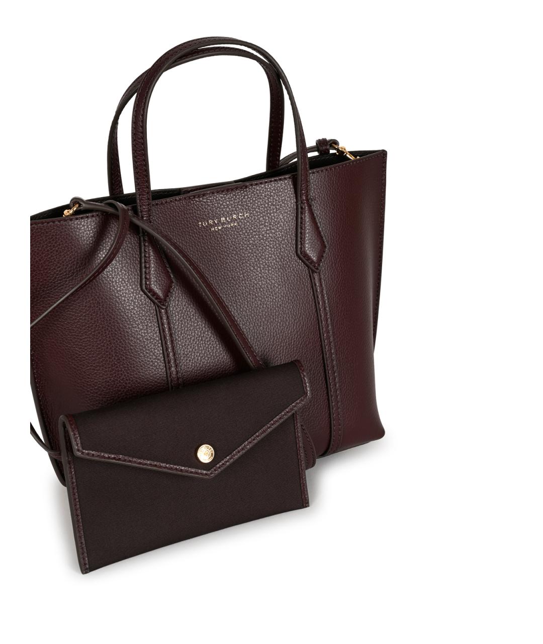 TORY BURCH Бордовая кожаная сумка тоут, фото 4