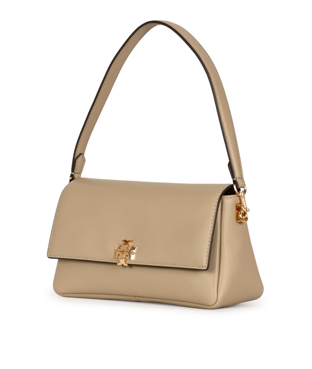 TORY BURCH Бежевая кожаная сумка с короткими ручками, фото 2