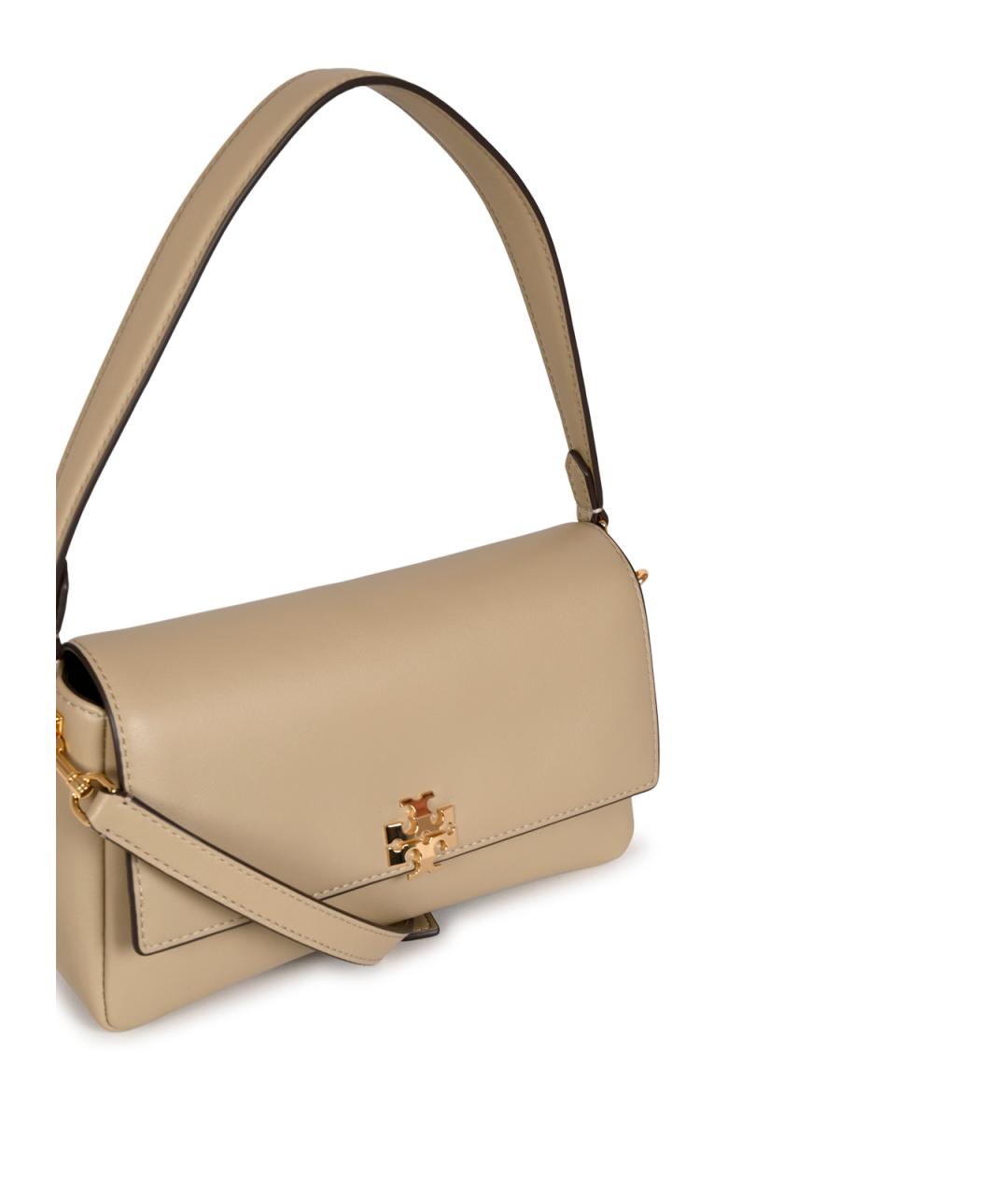 TORY BURCH Бежевая кожаная сумка с короткими ручками, фото 4