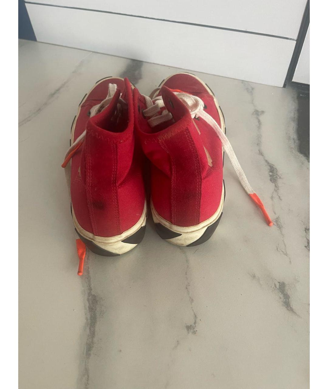 OFF-WHITE Красные текстильные высокие кроссовки / кеды, фото 4