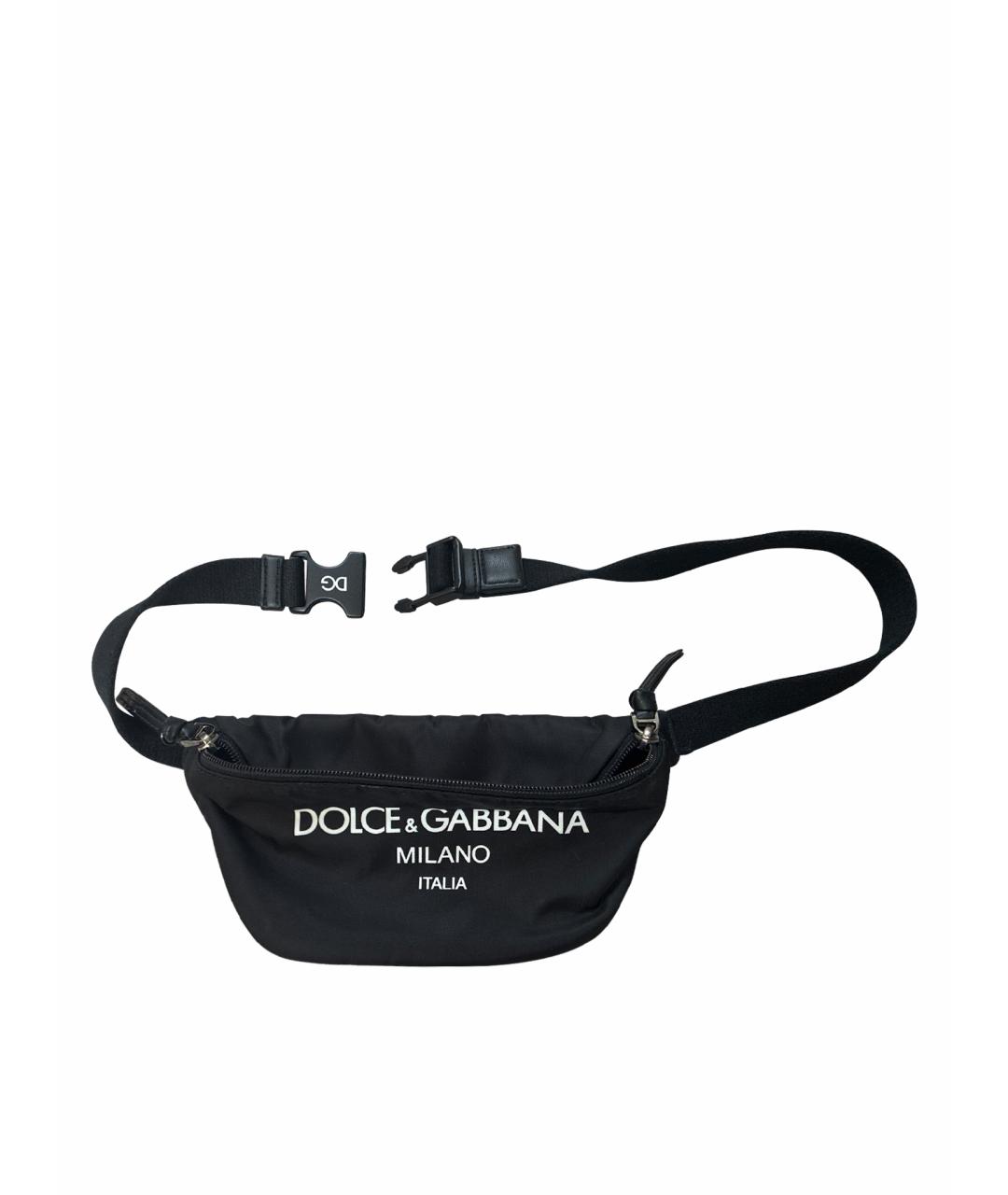 DOLCE&GABBANA Черная синтетическая поясная сумка, фото 1