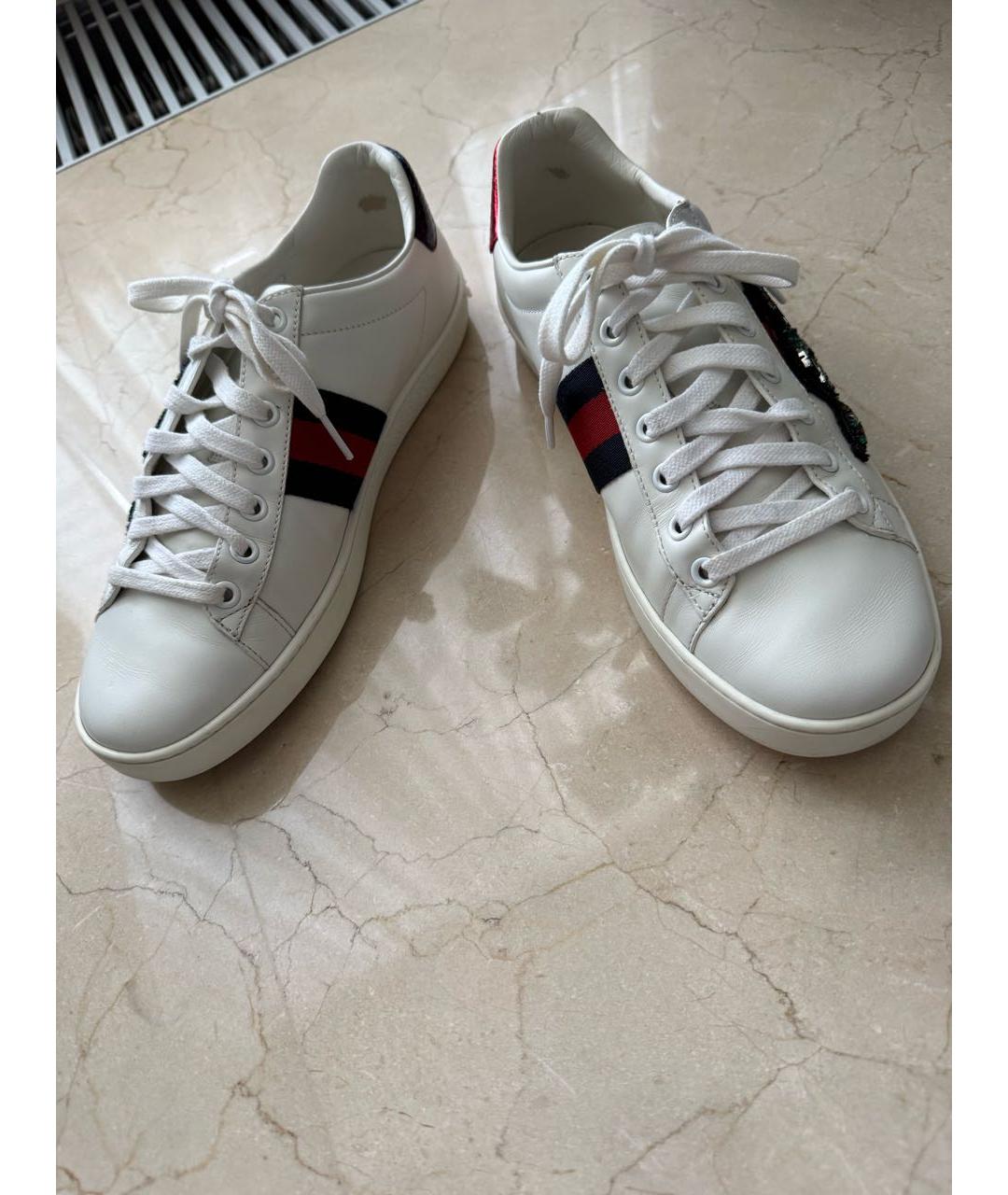 GUCCI Белые кожаные кеды, фото 6