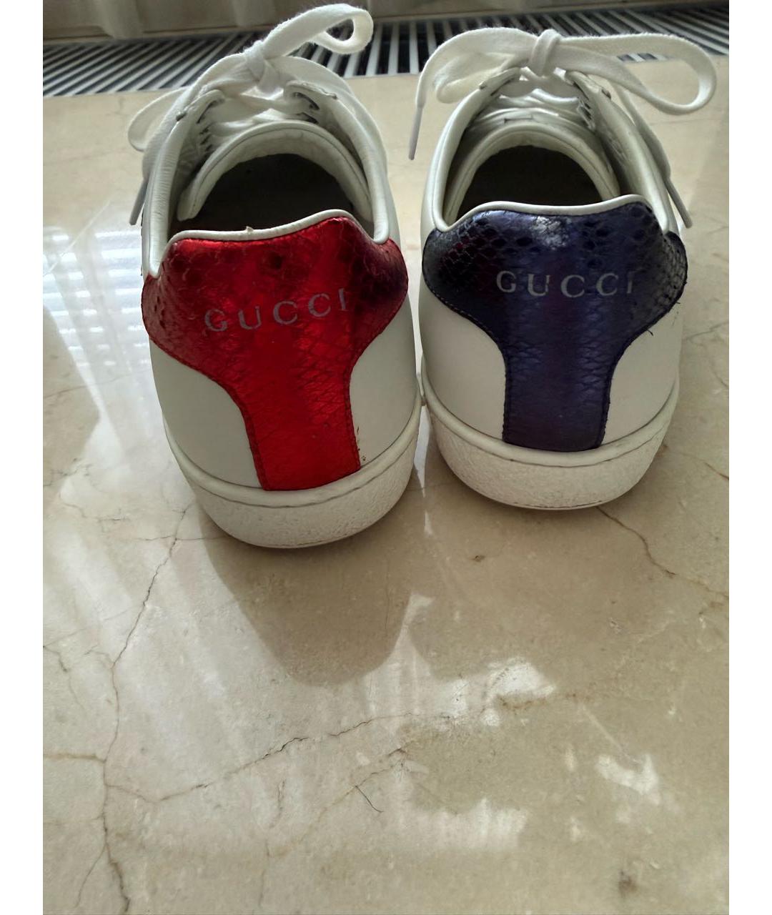 GUCCI Белые кожаные кеды, фото 4