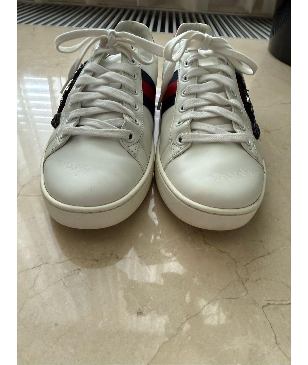 GUCCI Белые кожаные кеды, фото 2