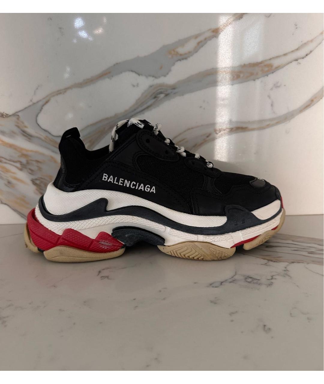 BALENCIAGA Черные кожаные кроссовки, фото 9