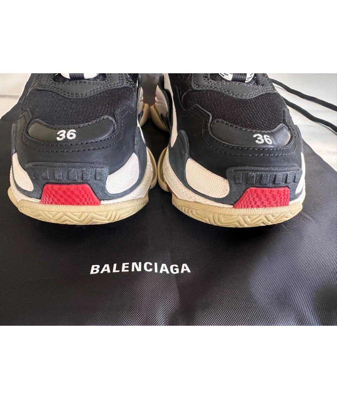 BALENCIAGA Черные кожаные кроссовки, фото 5